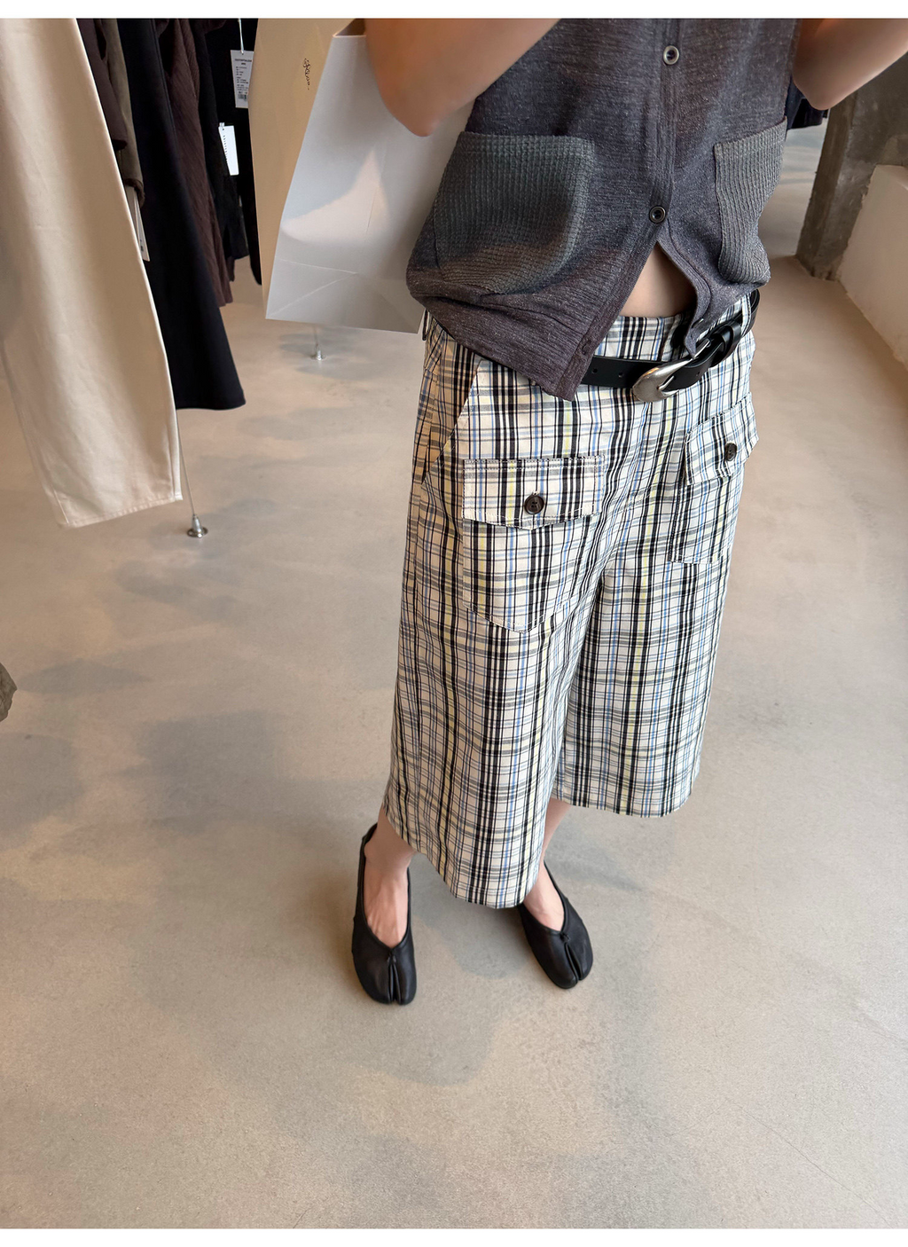 LelyMooch ヴィンテージチェック ハーフカーゴパンツ  LEM375