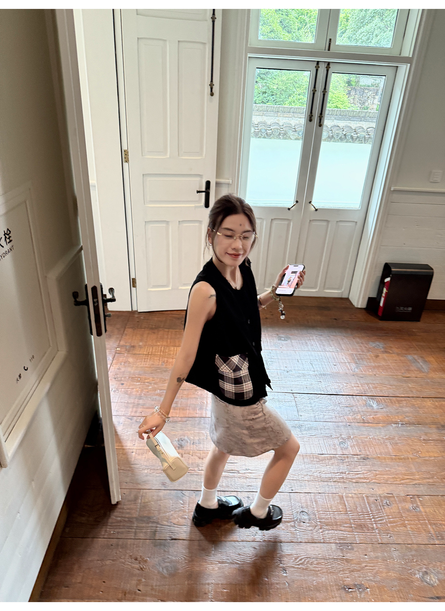 LelyMooch 花柄Aラインコットンスカート 防止めくれ加工！ LEM217