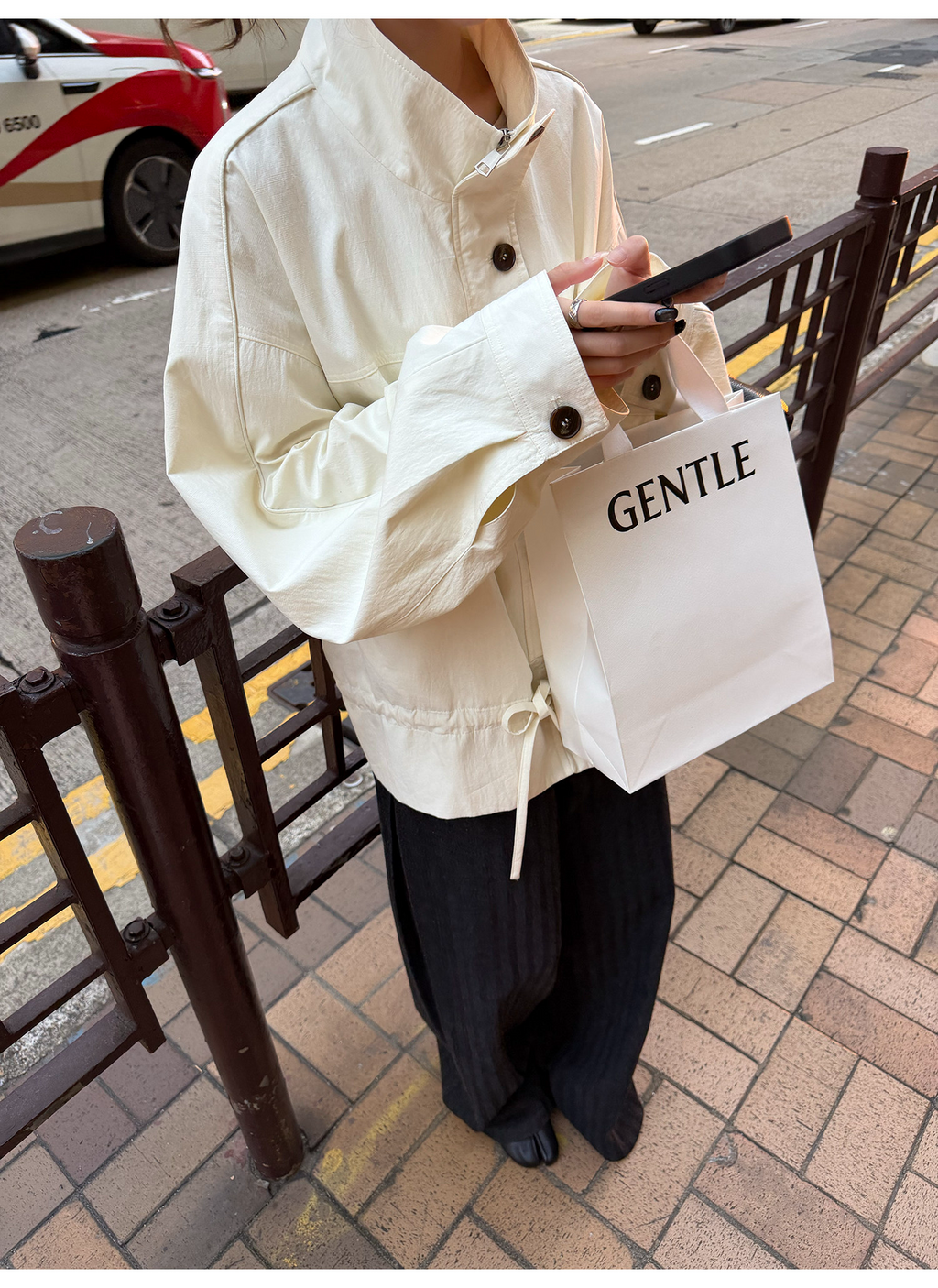 LelyMooch 立ち襟 ドロスト ミドル丈コート  LEM317