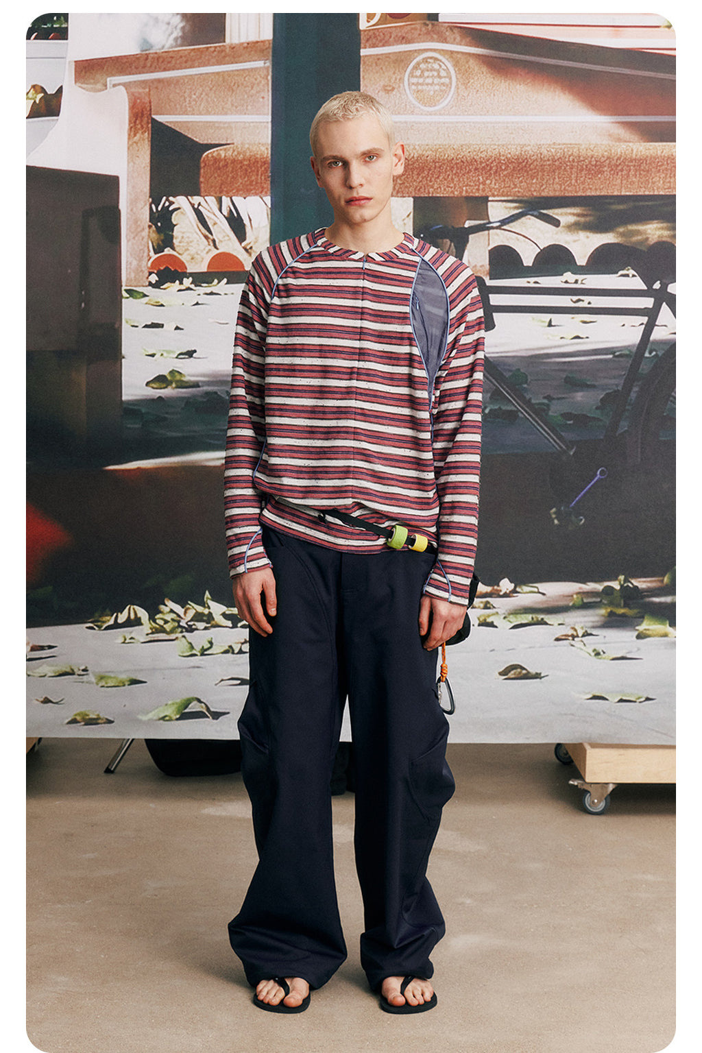 Striped Half-Zip Long Sleeve LOM104