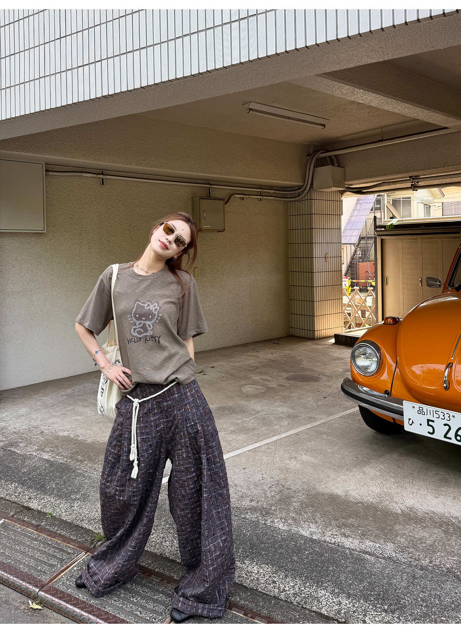 LelyMooch 1年中使える！ヴィンテージ風ワイドパンツ  LEM186