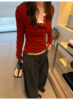LelyMooch Henley Neck Wool Blend Inner Top LEM296 (3 Colors Available)