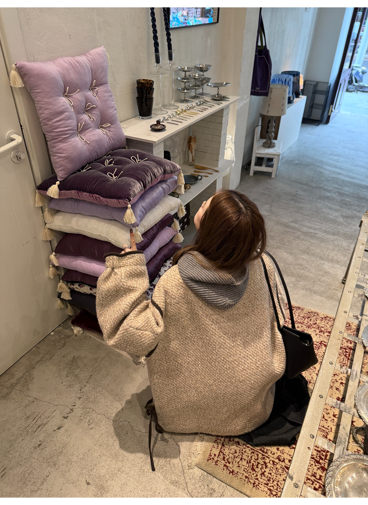 LelyMooch 配色パイピング ループウールジャケット　LEM278