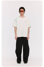 ゆったり着られる 配色ステッチ半袖Tシャツ  LOM074