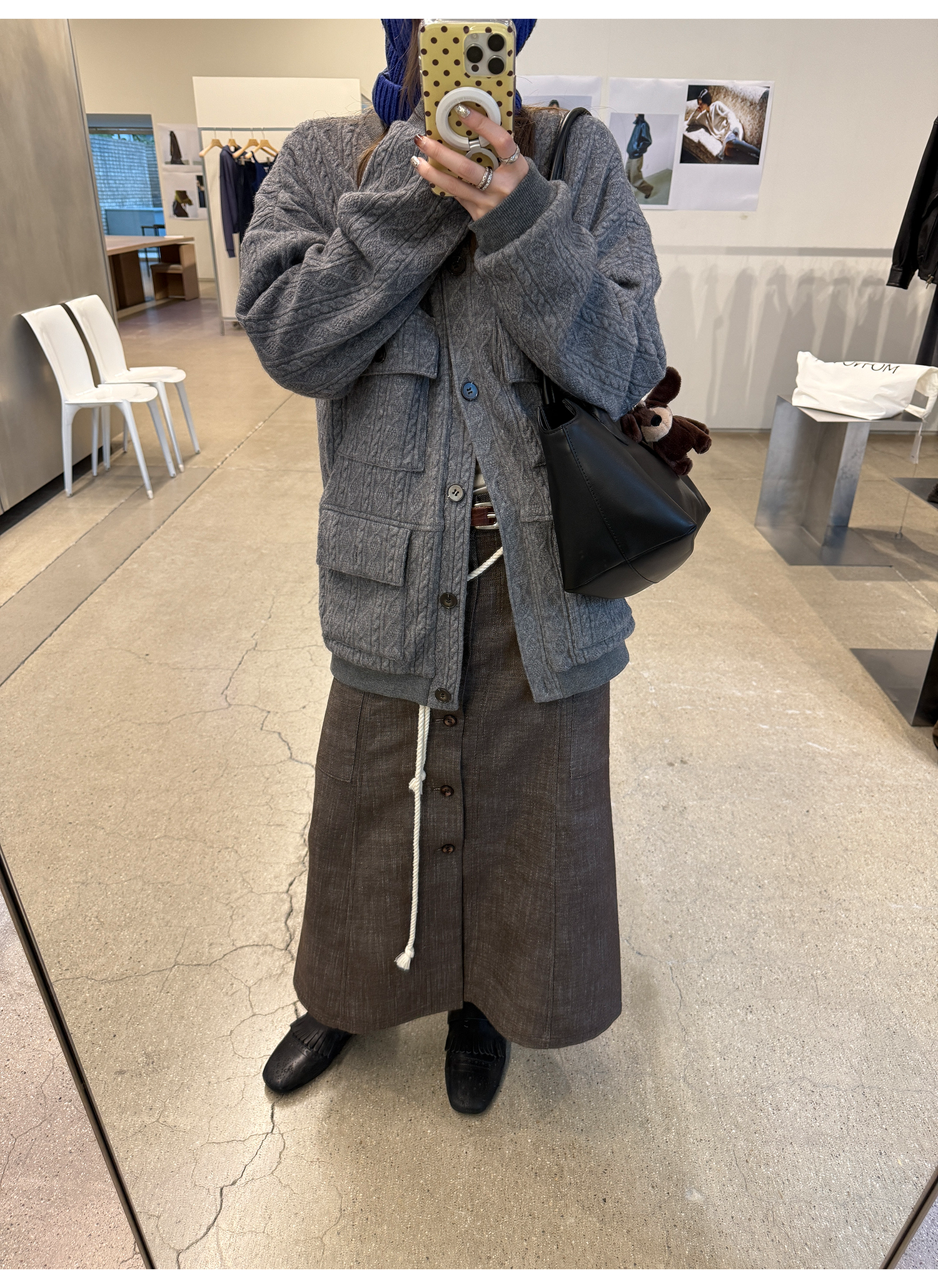 LelyMooch ヴィンテージ絞り編みニットジャケット　LEM263