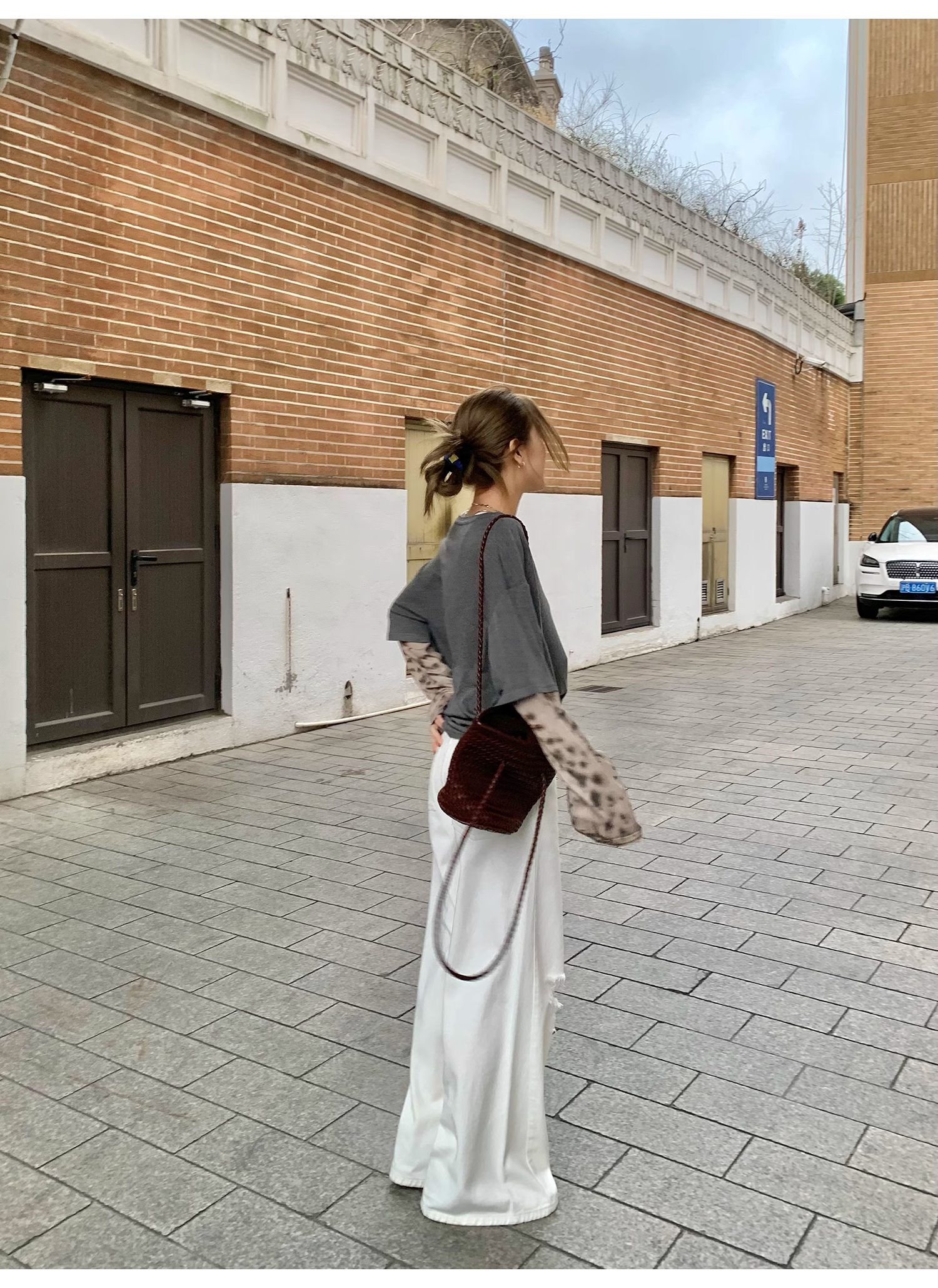 LelyMooch  レオパード柄袖  ロンTシャツ  LEM117