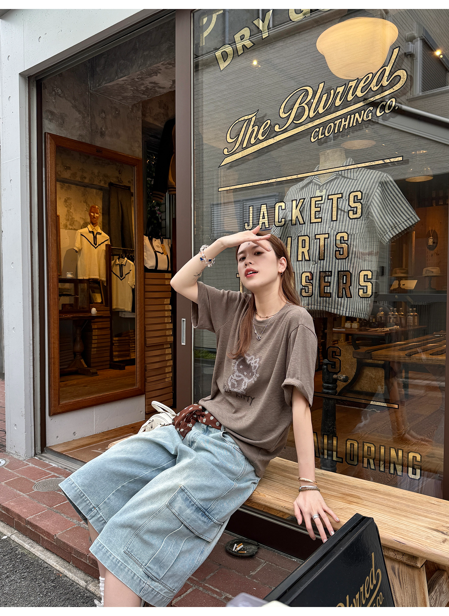 LelyMooch 体型カバー◎ カーゴデニムパンツ  LEM182