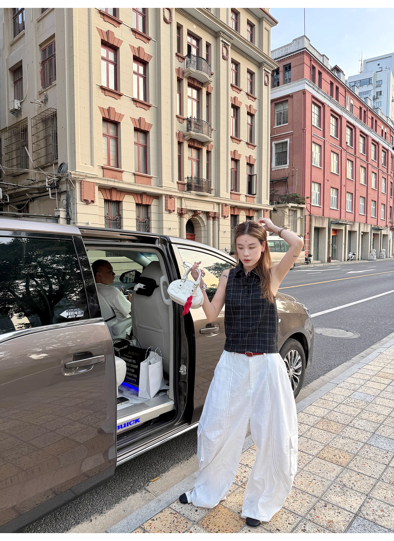 LelyMooch ノースリーブチェック柄ポロシャツ　LEM188