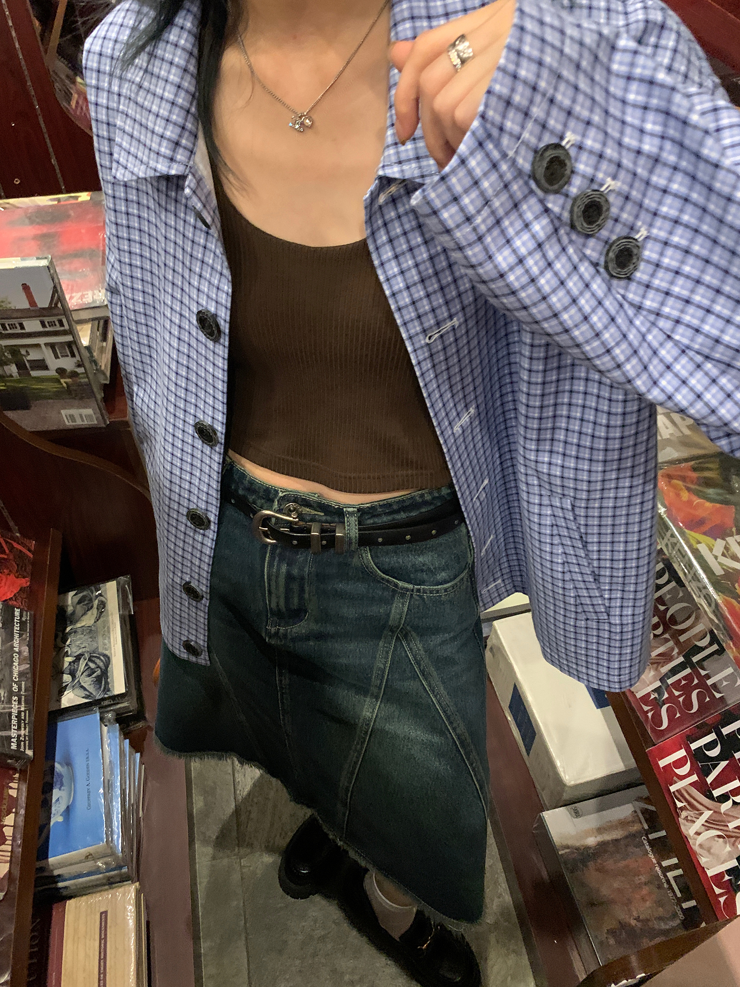 LelyMooch Blue Check Shirt Jacket LEM072