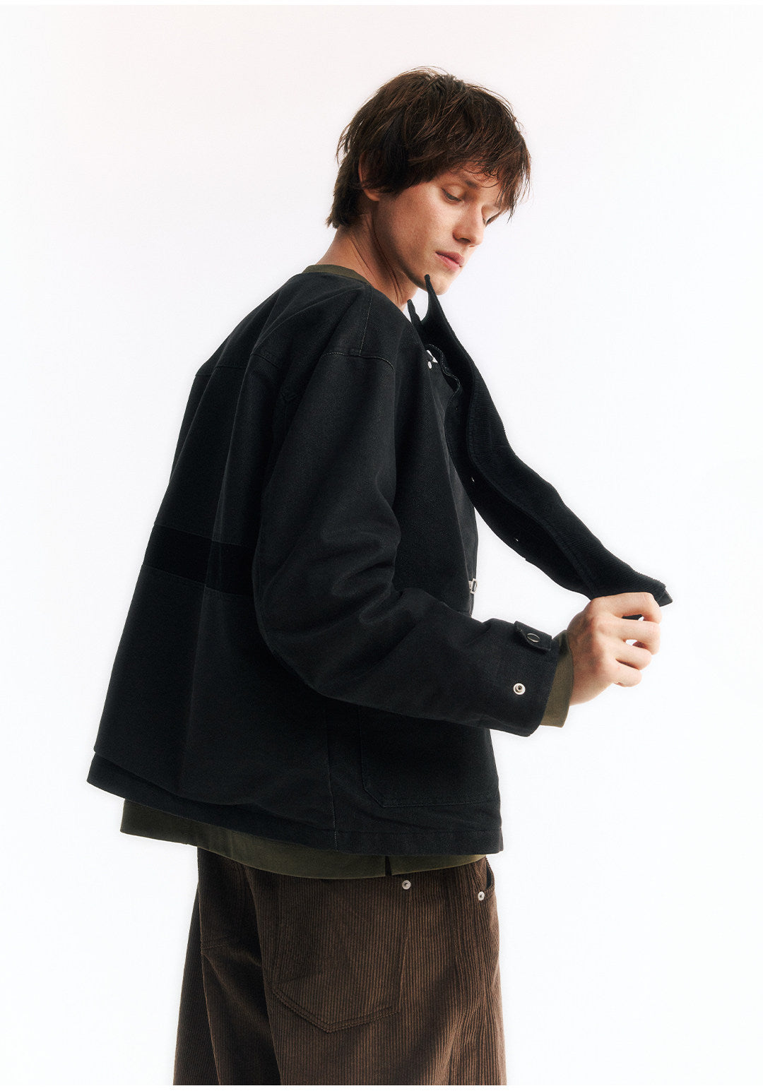 2WAYカラー フライトバックルコーデュロイショートジャケット  LOM045