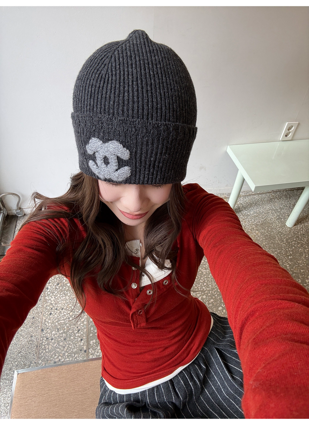 LelyMooch 3色展開 ヘンリーネック ウール混 インナートップス  LEM296