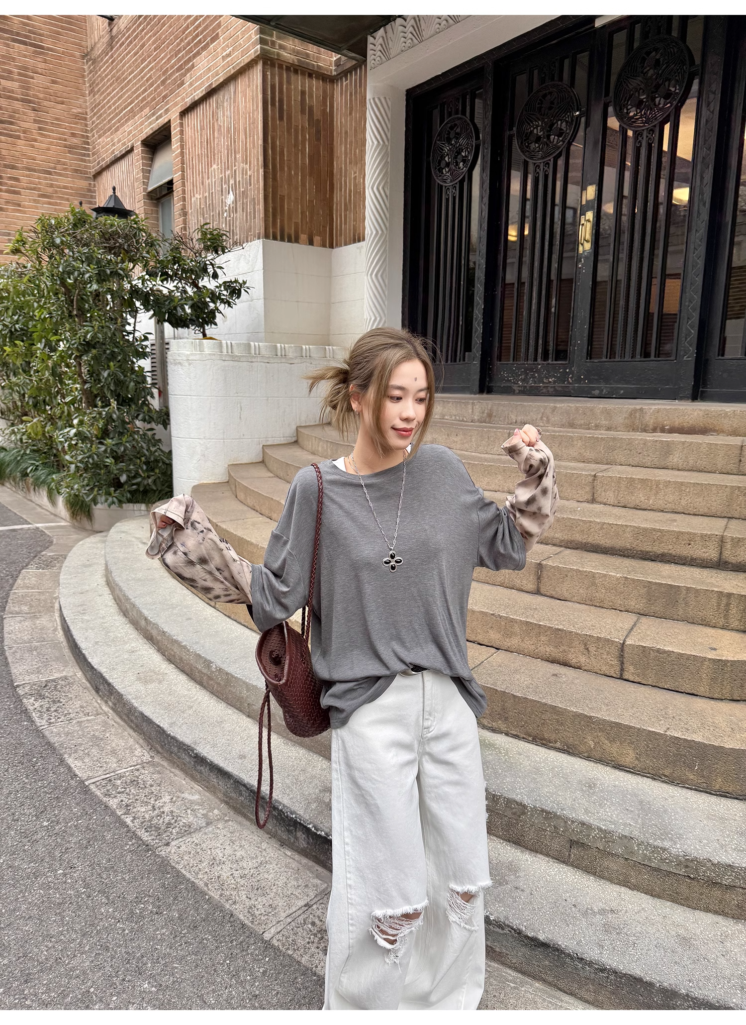 LelyMooch  レオパード柄袖  ロンTシャツ  LEM117