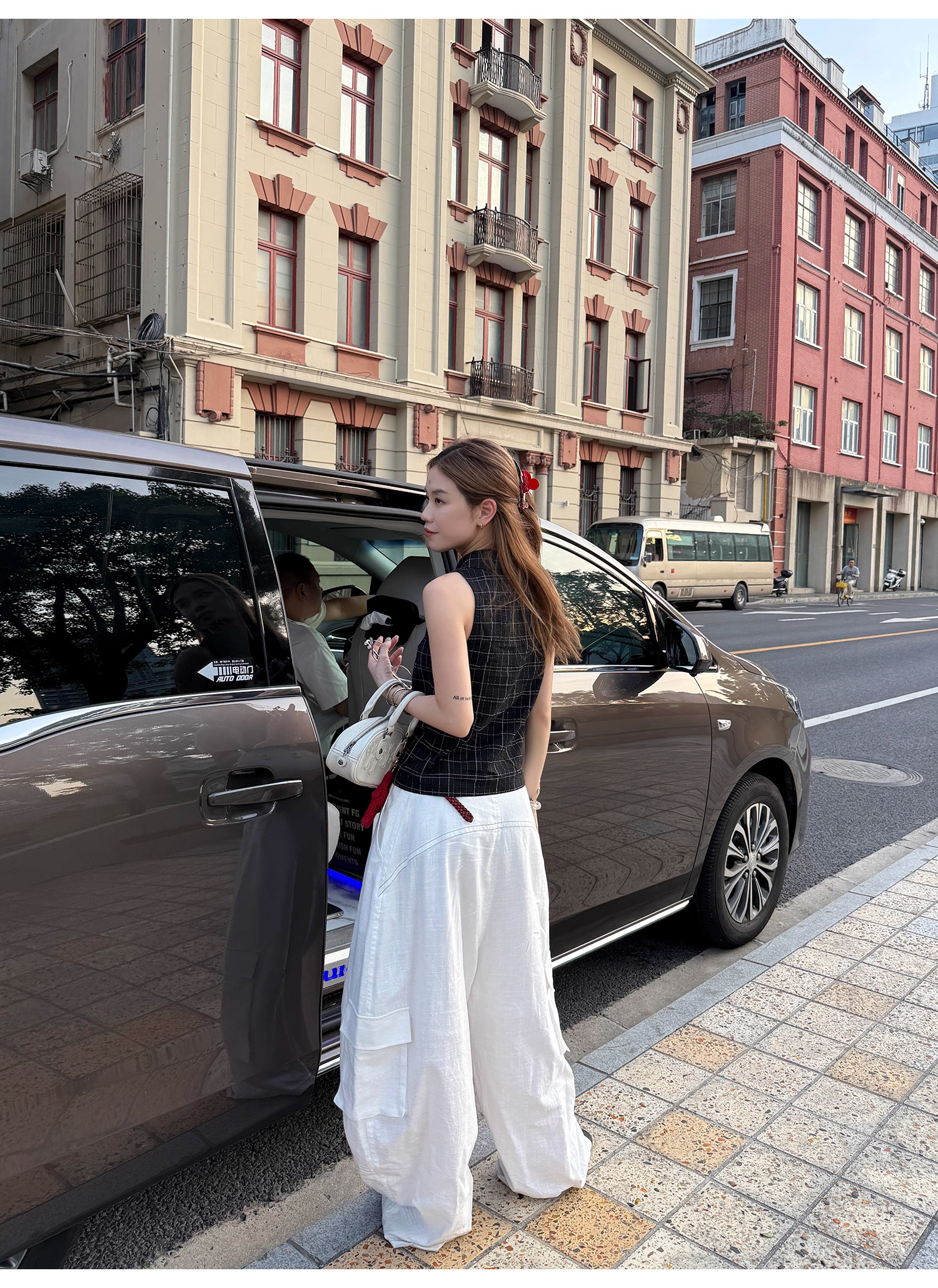 LelyMooch ノースリーブチェック柄ポロシャツ　LEM188