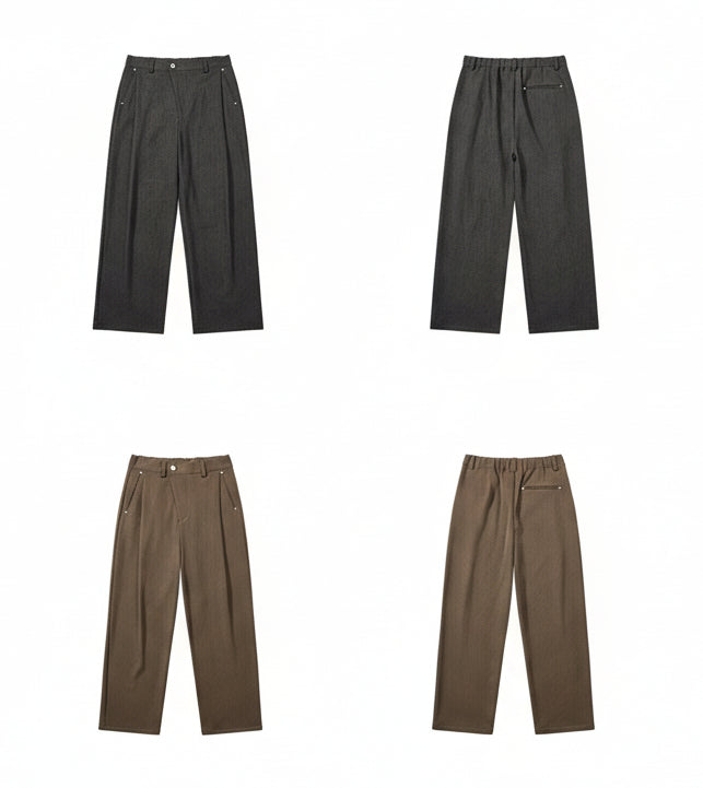リヨセル混　不規則前立て ワイドパンツ LOM046