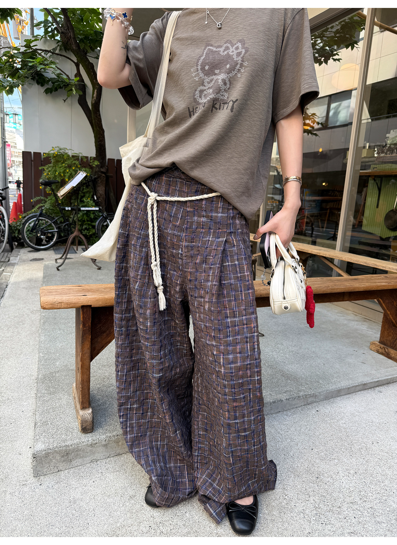 LelyMooch 1年中使える！ヴィンテージ風ワイドパンツ  LEM186