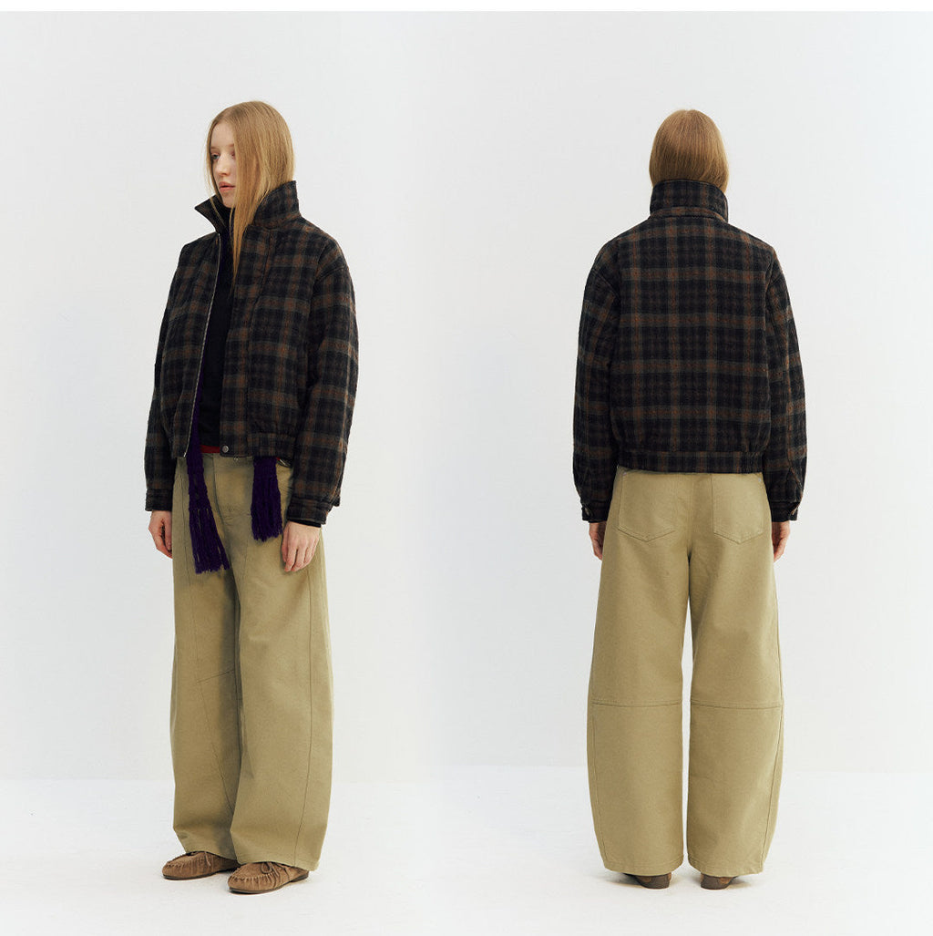 カーブ切替デザイン ツイルバレルパンツ  LOM050