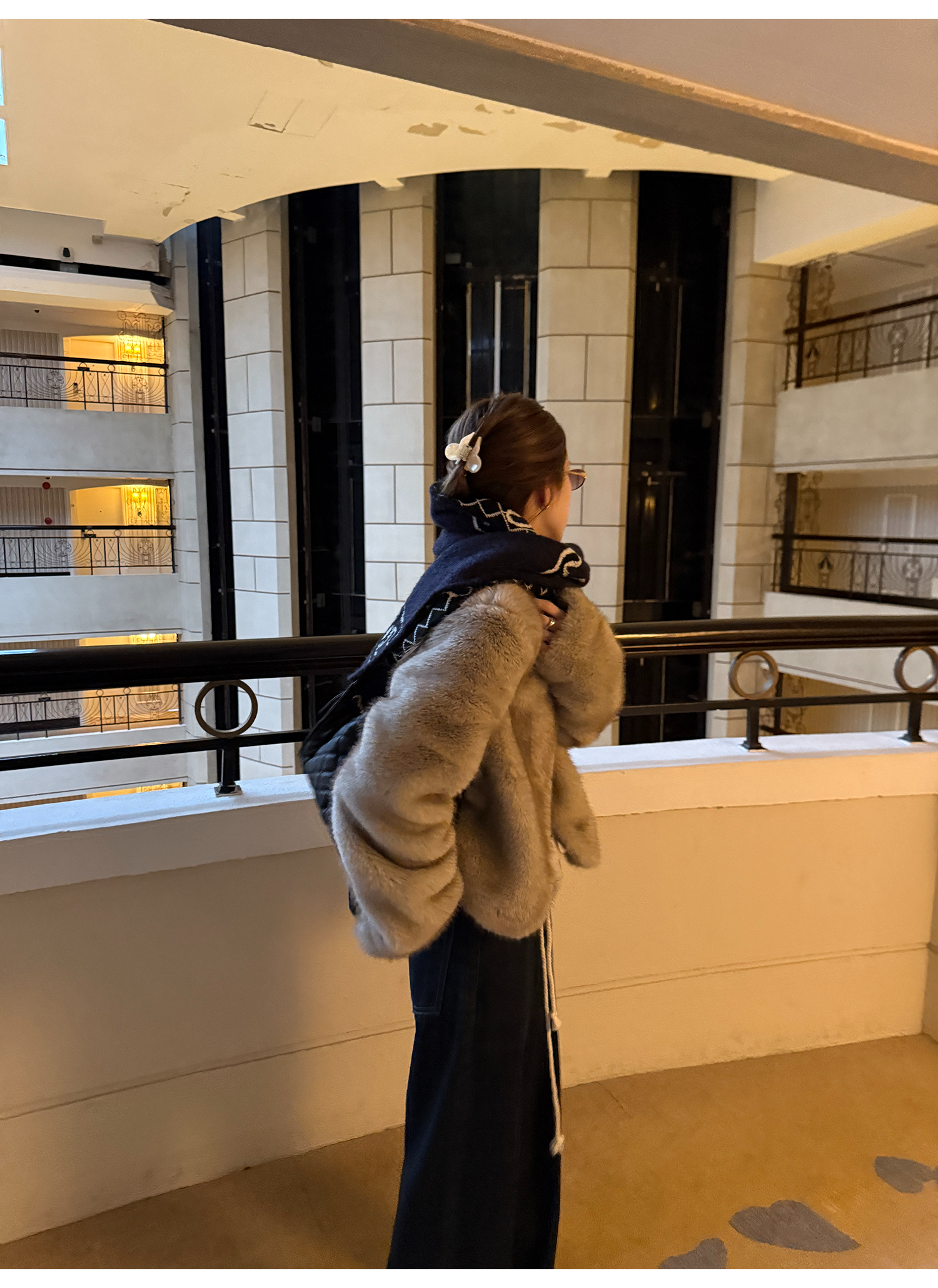 LelyMooch ふわふわエコファーコート｜オートミール  LEM268