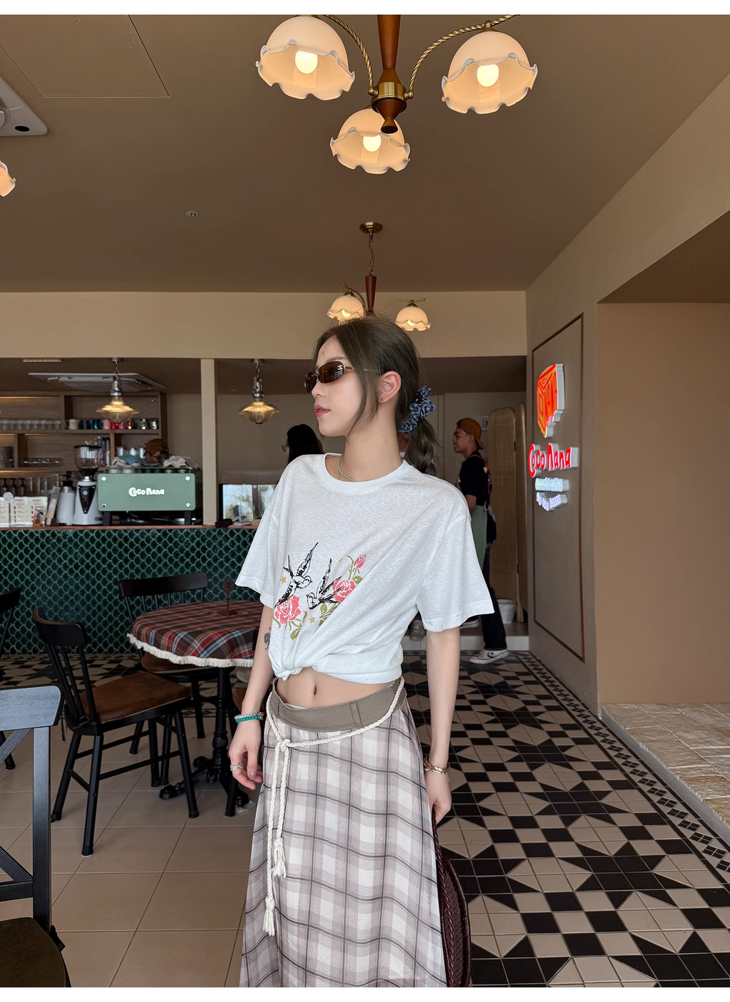 LelyMooch  プリント半袖Tシャツ ラウンドネック  LEM110