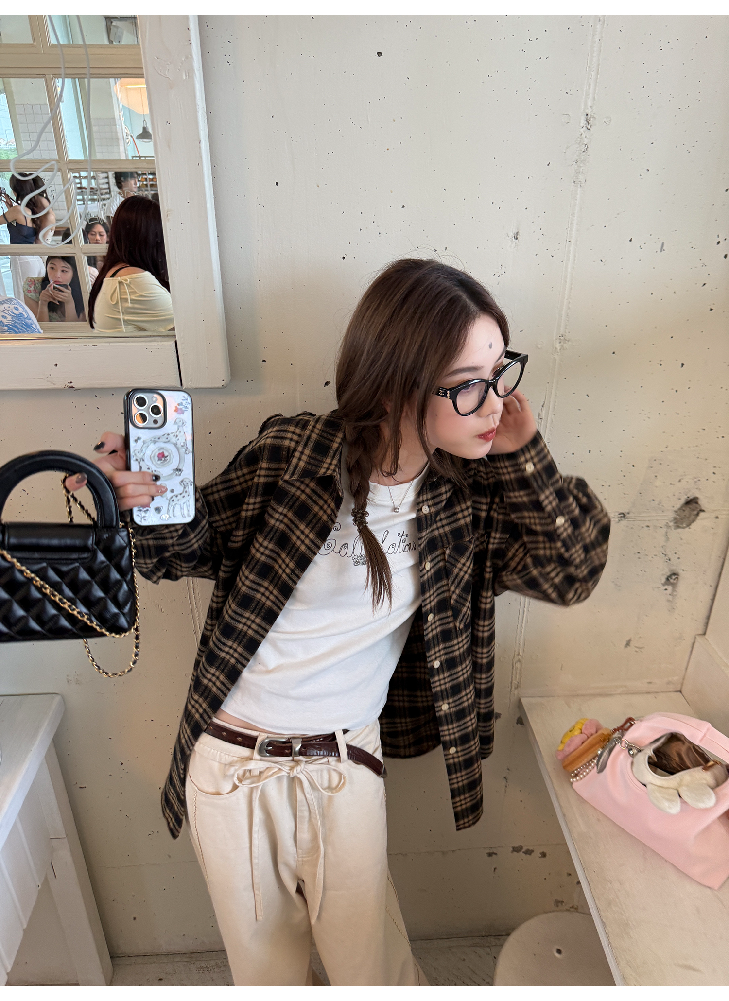 LelyMooch 配色ロゴ入りショート丈Tシャツ  LEM228