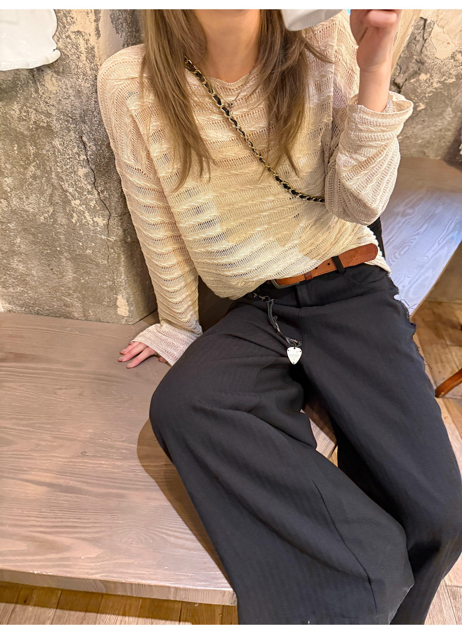 LelyMooch  シルエット抜群　ワイドスラックス  LEM121