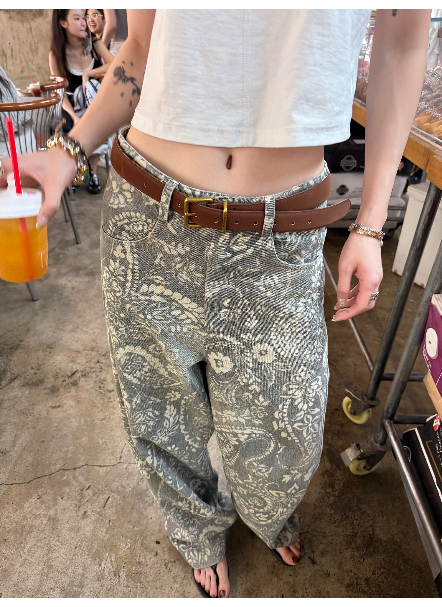 LelyMooch ペイズリー柄 ワイドパンツ  LEM221