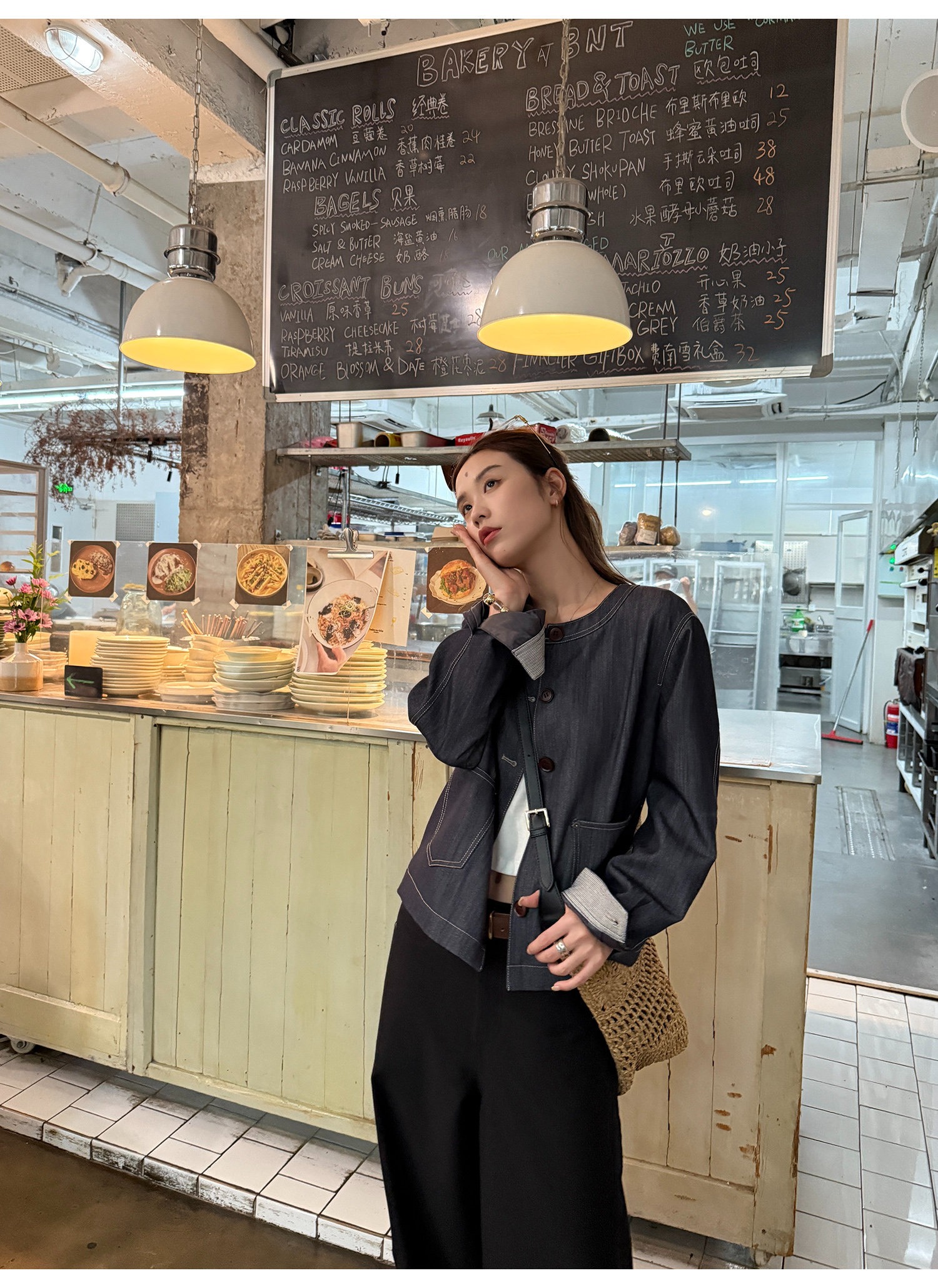 LelyMooch ショート丈 デニム風 ジャケット  LEM222