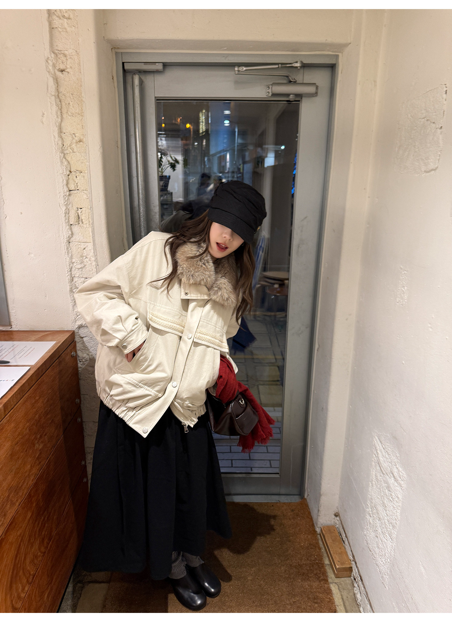 LelyMooch 取り外し襟付き 中綿ショートアウター  LEM305