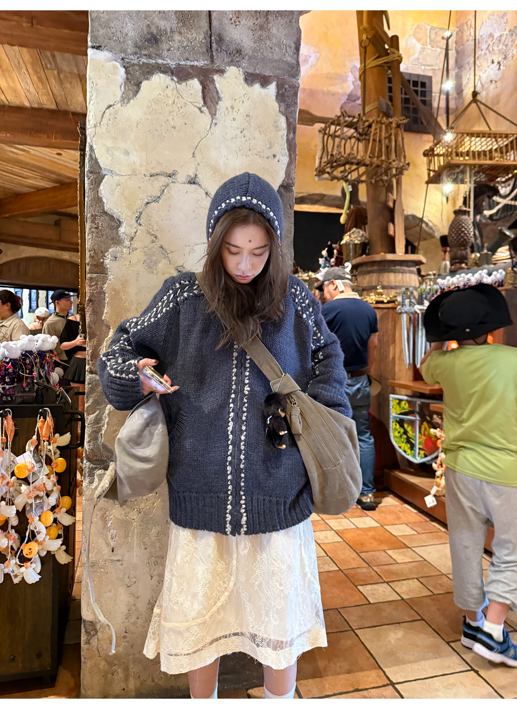 LelyMooch ケーブル編み×バイカラーフーディ  LEM246