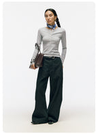 3D Curved Line x Wide Silhouette Structure Tuck Design Denim Pants LOM030