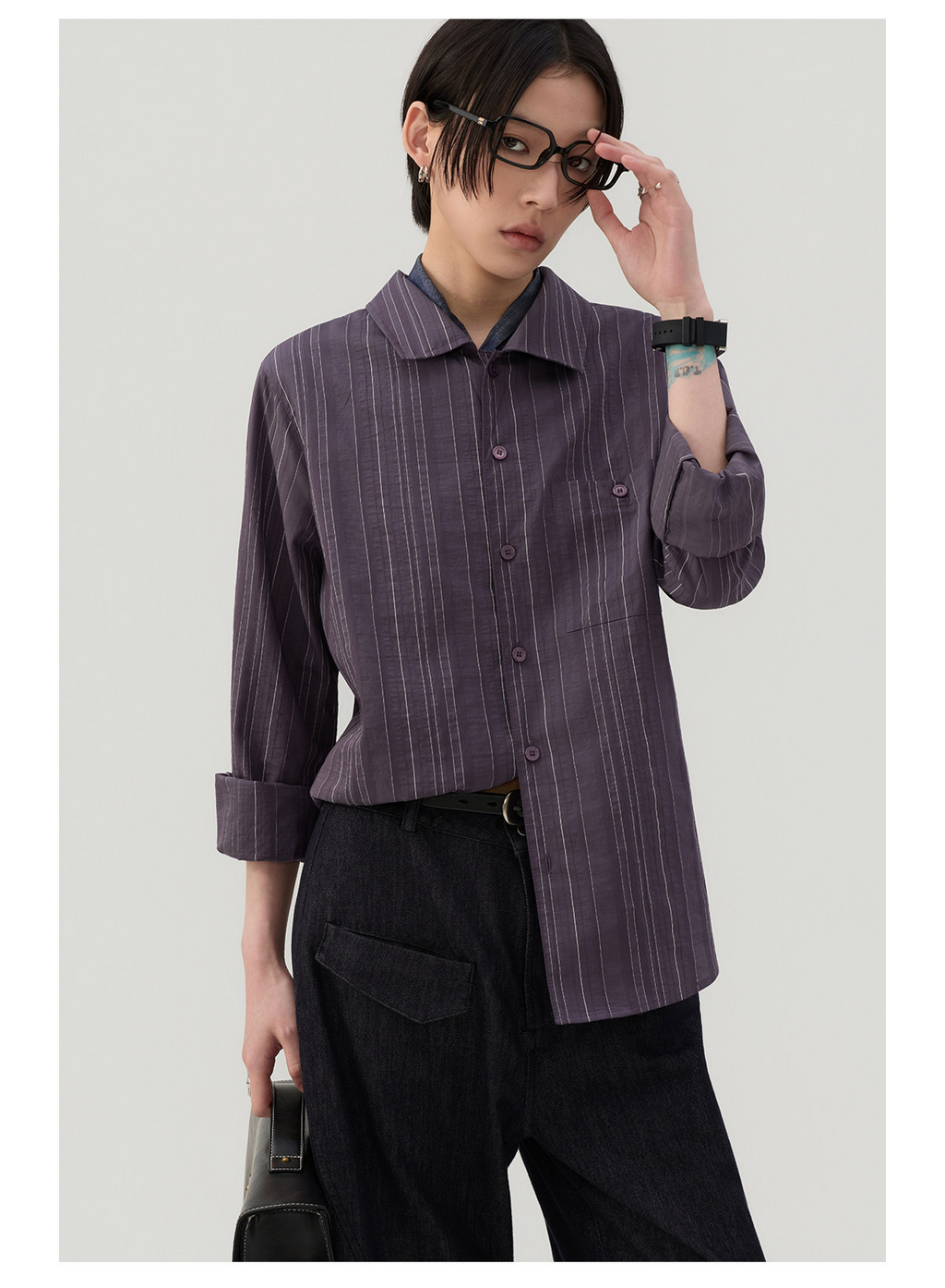 細縦縞 レギュラーシャツ  LOM043