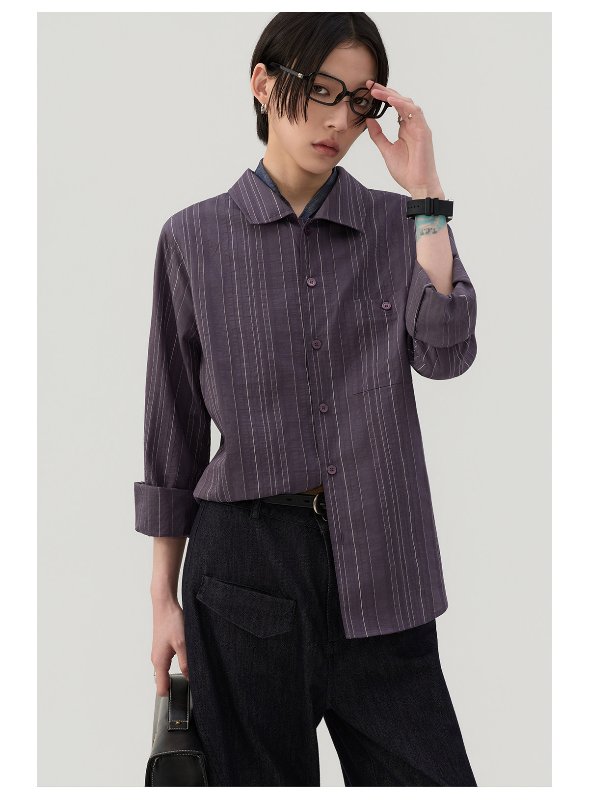 細縦縞 レギュラーシャツ  LOM043