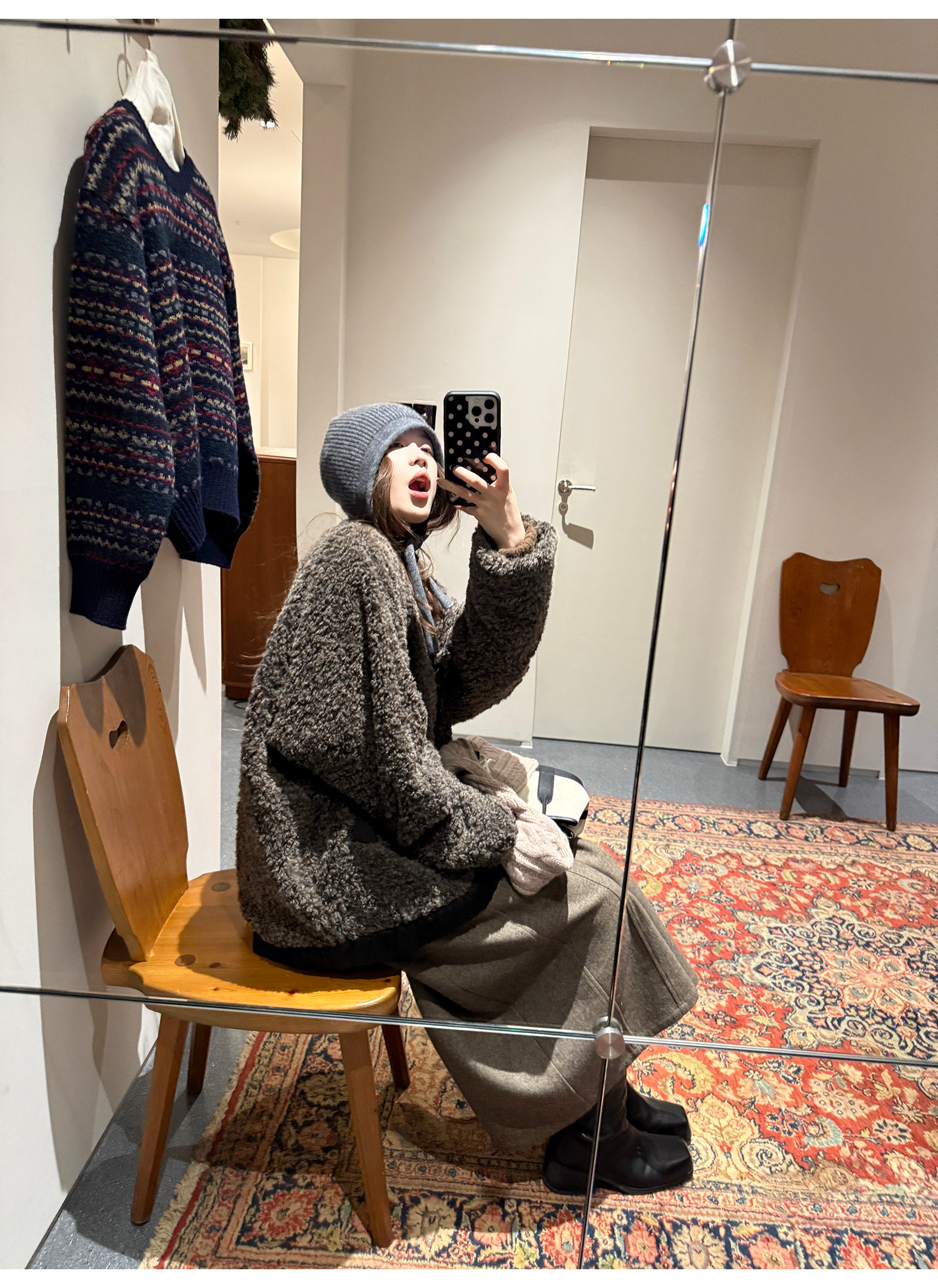 LelyMooch ブラウン系 ウール混 バルーンパンツ  LEM311