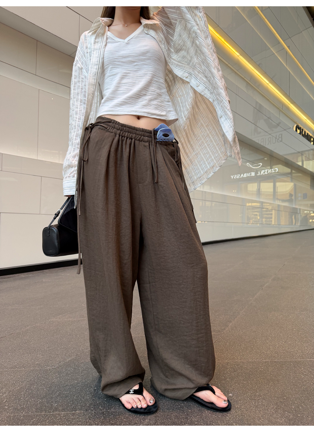 LelyMooch リネン混ドロストワイドパンツ  LEM345