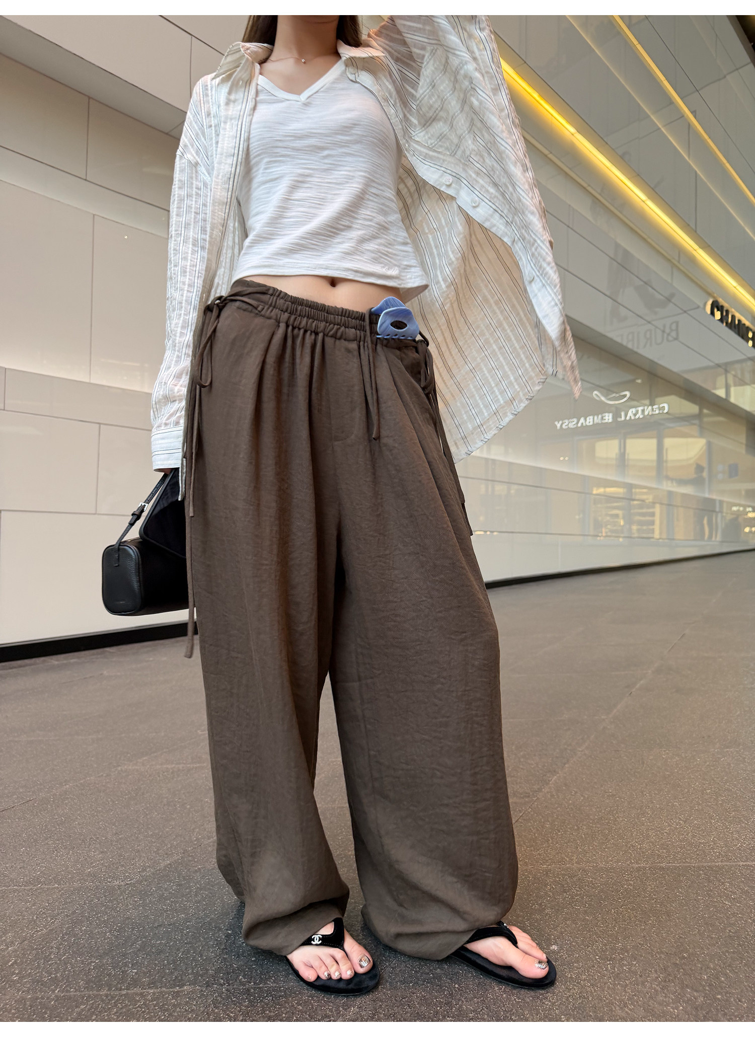 LelyMooch リネン混ドロストワイドパンツ  LEM345
