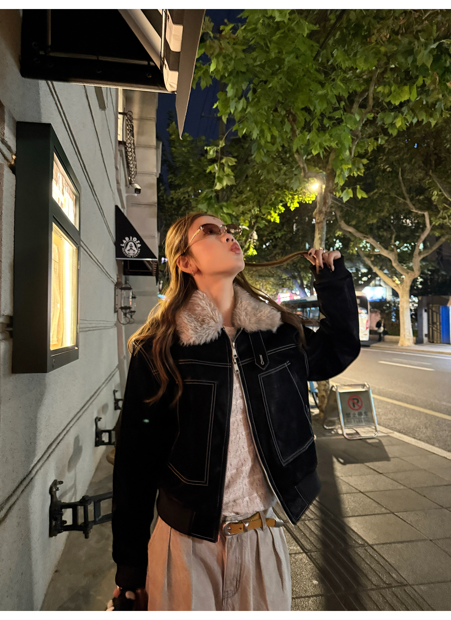 LelyMooch ステッチライン ファージャケット  LEM274