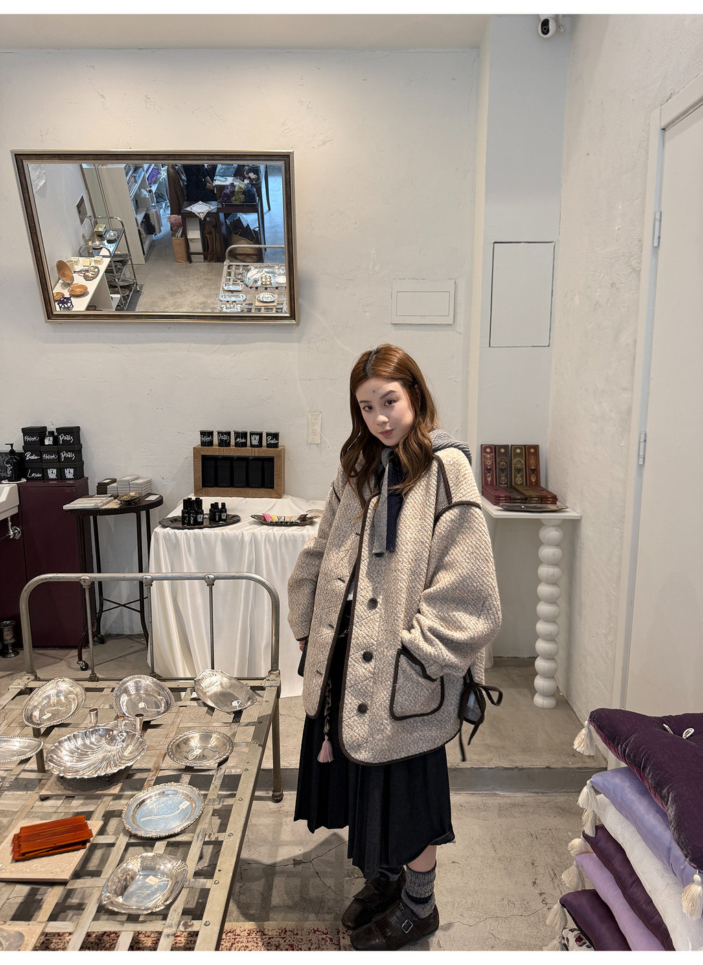 LelyMooch 配色パイピング ループウールジャケット　LEM278