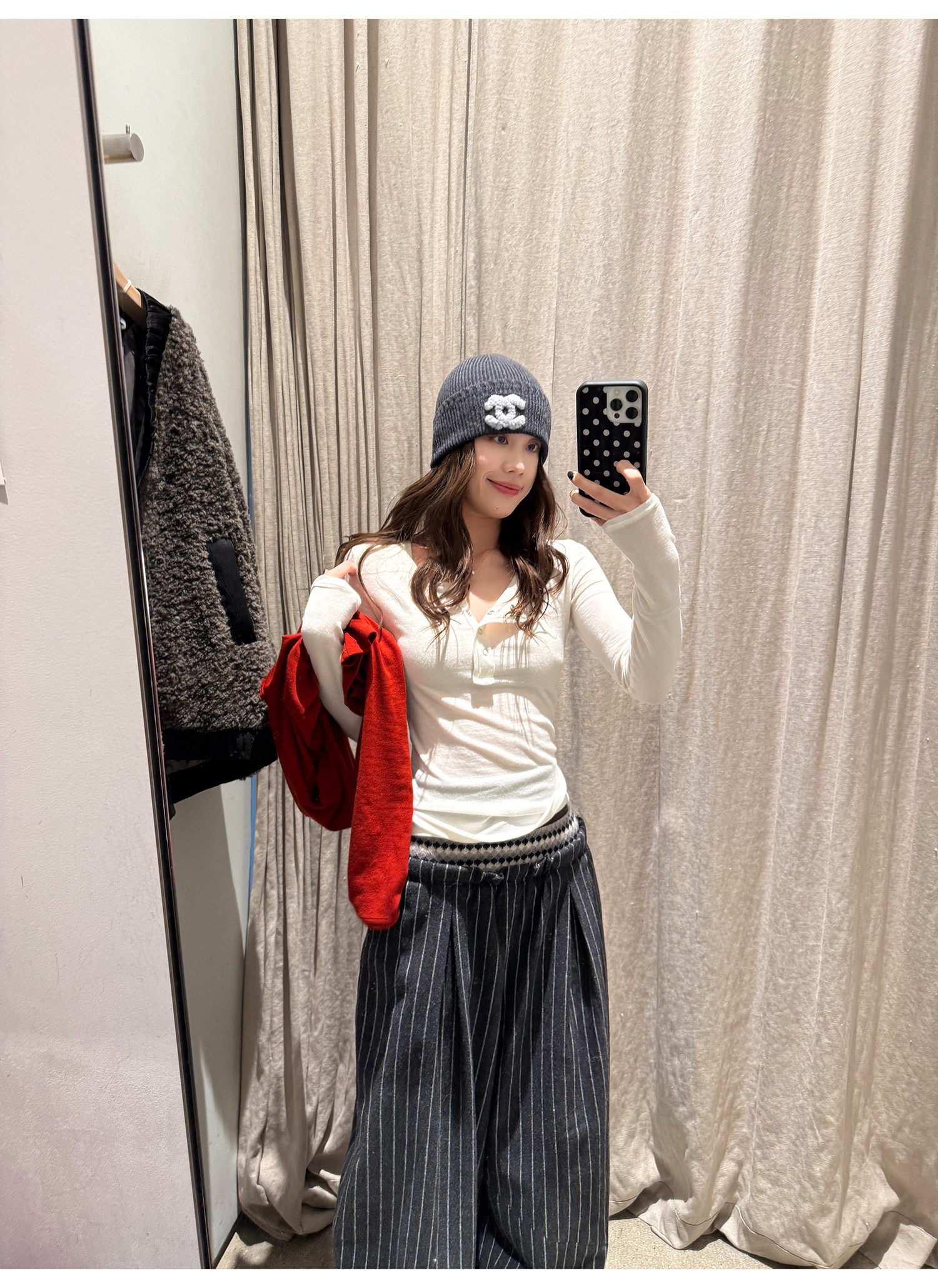 LelyMooch 3色展開 ヘンリーネック ウール混 インナートップス  LEM296