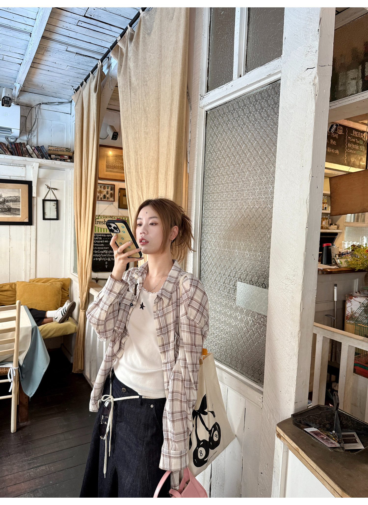 LelyMooch シアーチェックシャツ｜長袖  LEM197