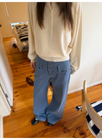 LelyMooch ダブルボタン ワイドストレートデニム  LEM426