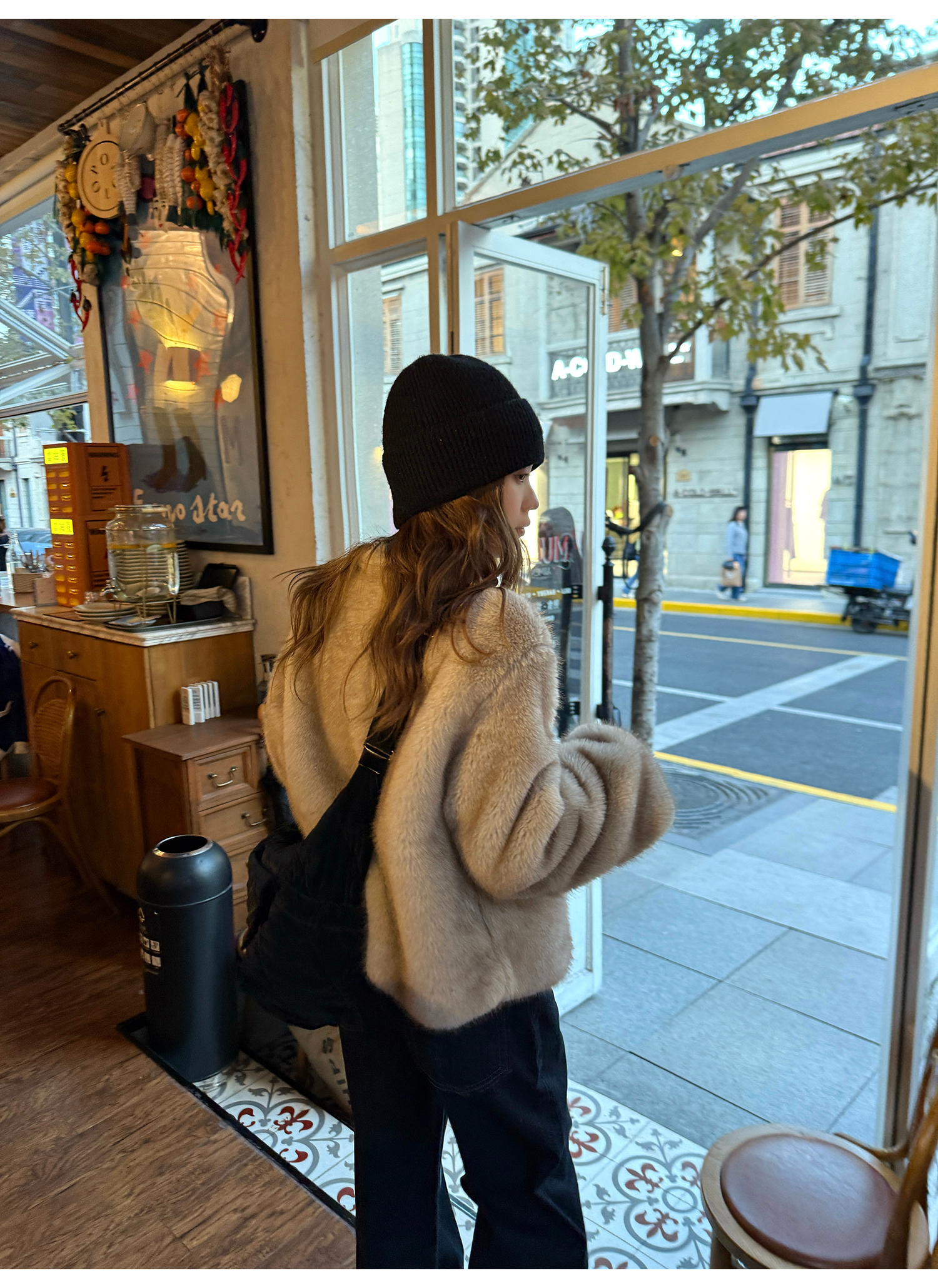 LelyMooch ふわふわエコファーコート｜オートミール  LEM268