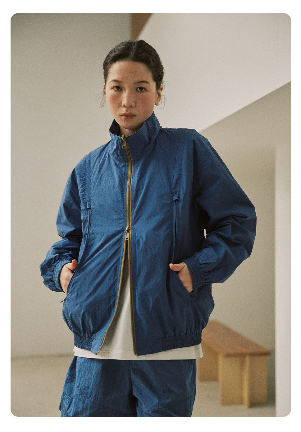 防風×配色リバーシブル仕様 立ち襟スポーツジャケット  LOM032