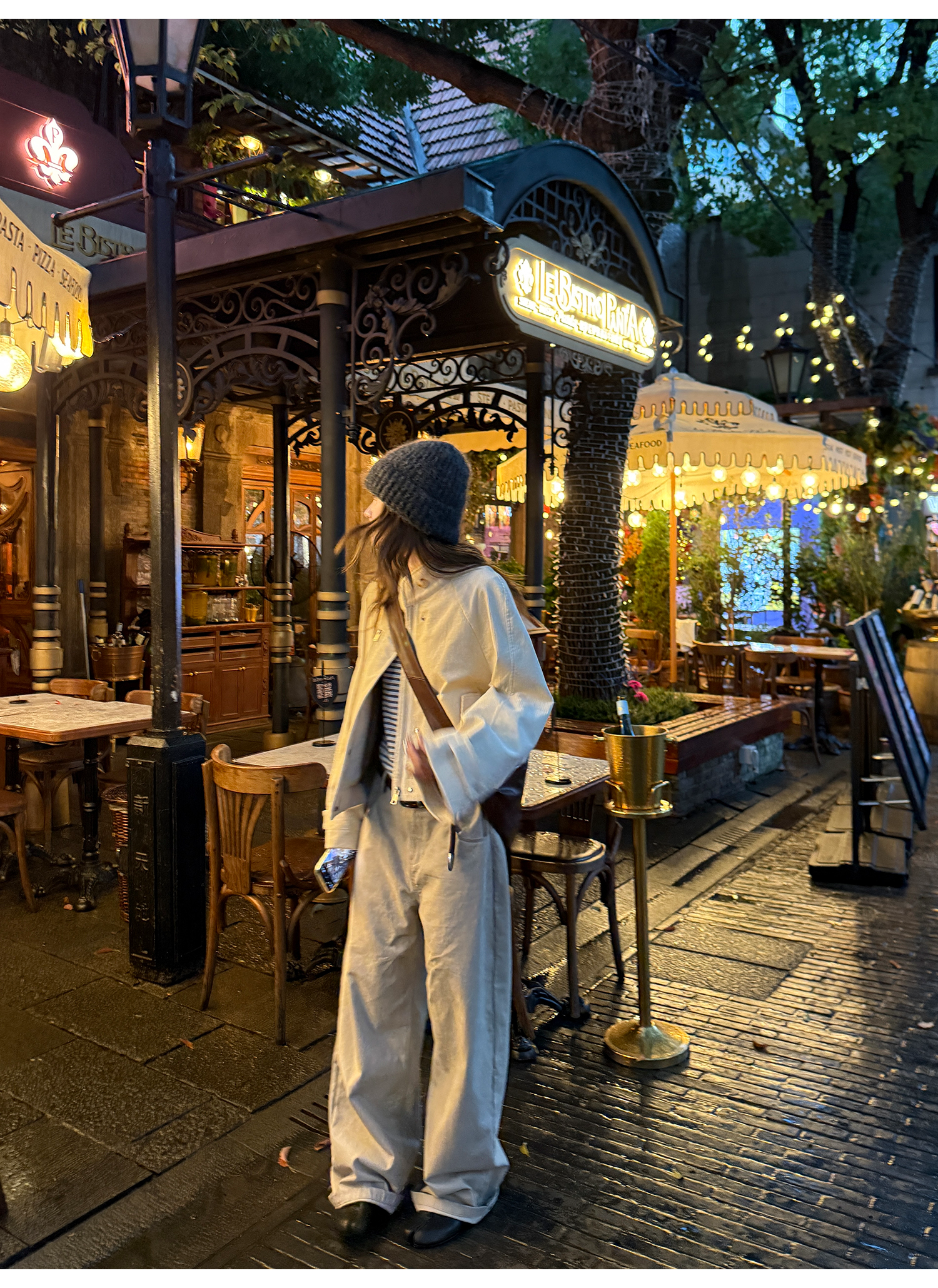 LelyMooch ウォッシュ加工×スタッズワイドパンツ　LEM243