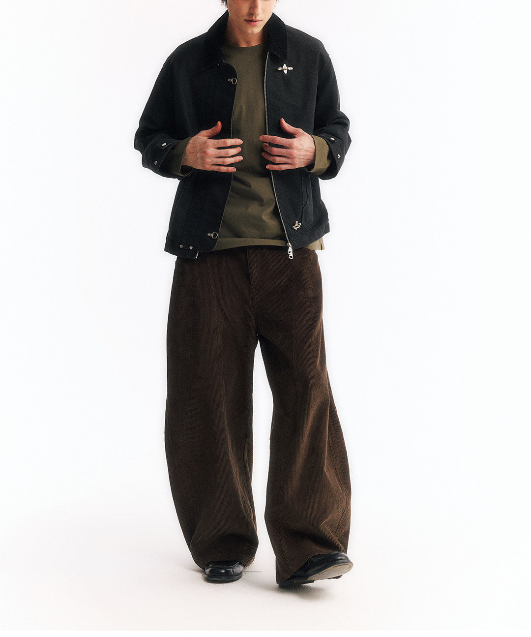 2WAYカラー フライトバックルコーデュロイショートジャケット  LOM045