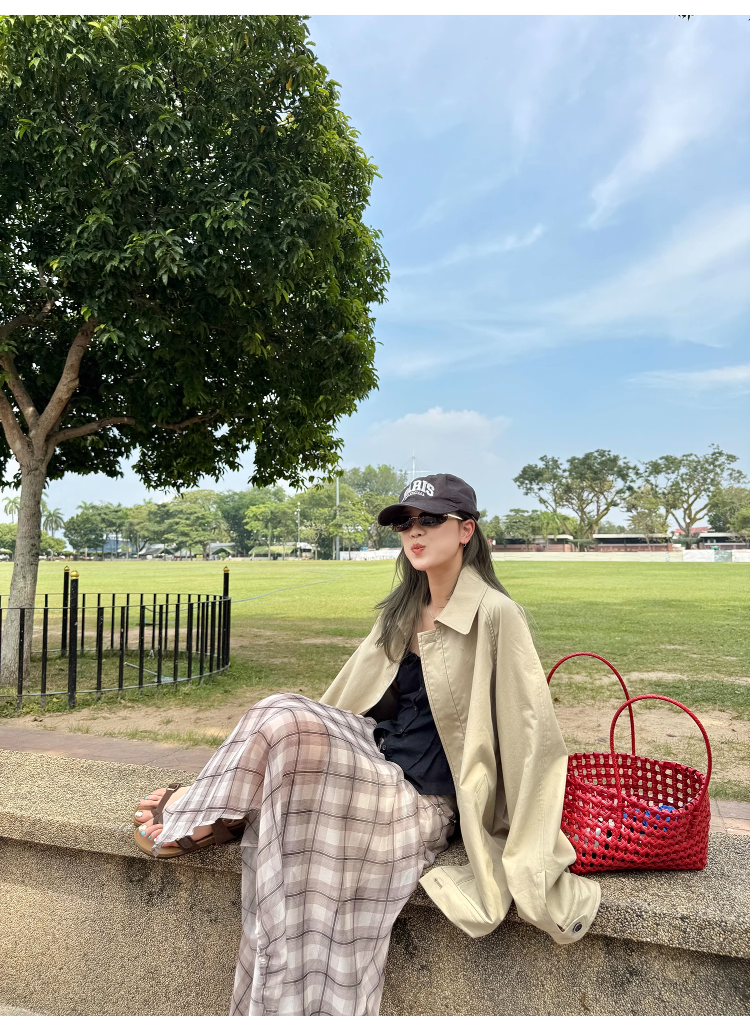 LelyMooch  エレガントフレンチ シフォンチェックスカート  LEM096