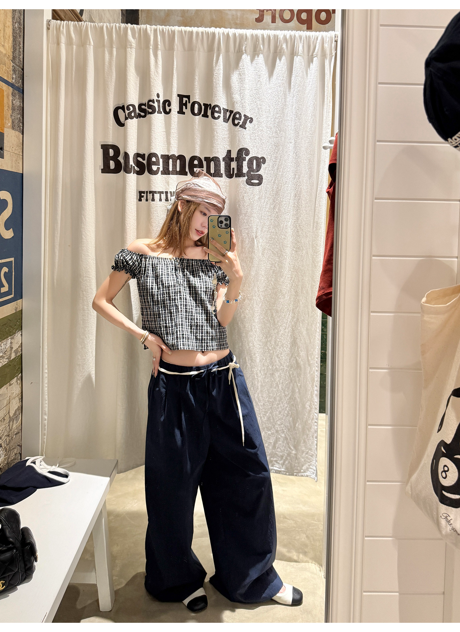 LelyMooch ユニセックス ドローストリング ワイドパンツ  LEM196