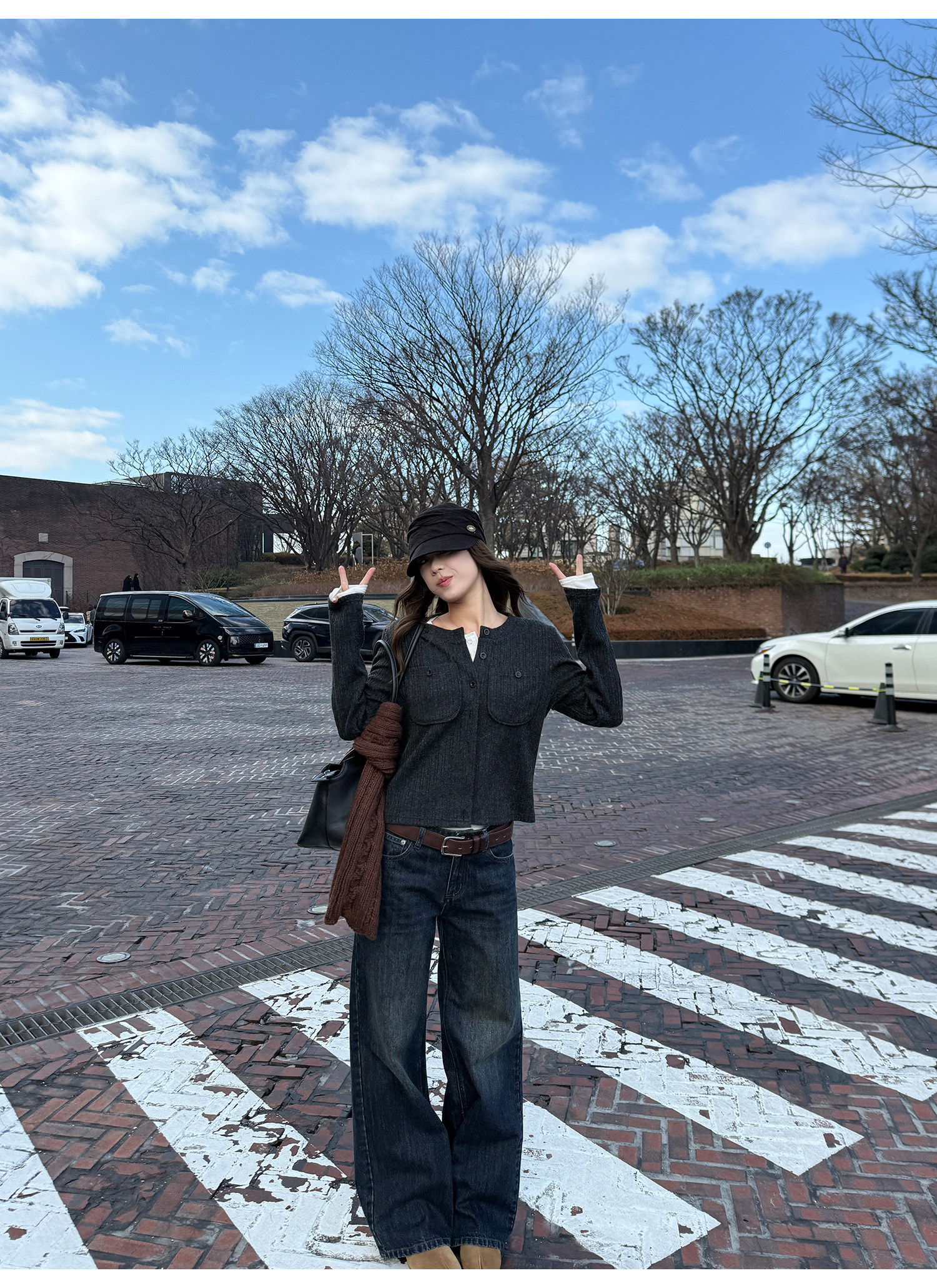 LelyMooch 色落ち加工 ストレートデニムパンツ　LEM304