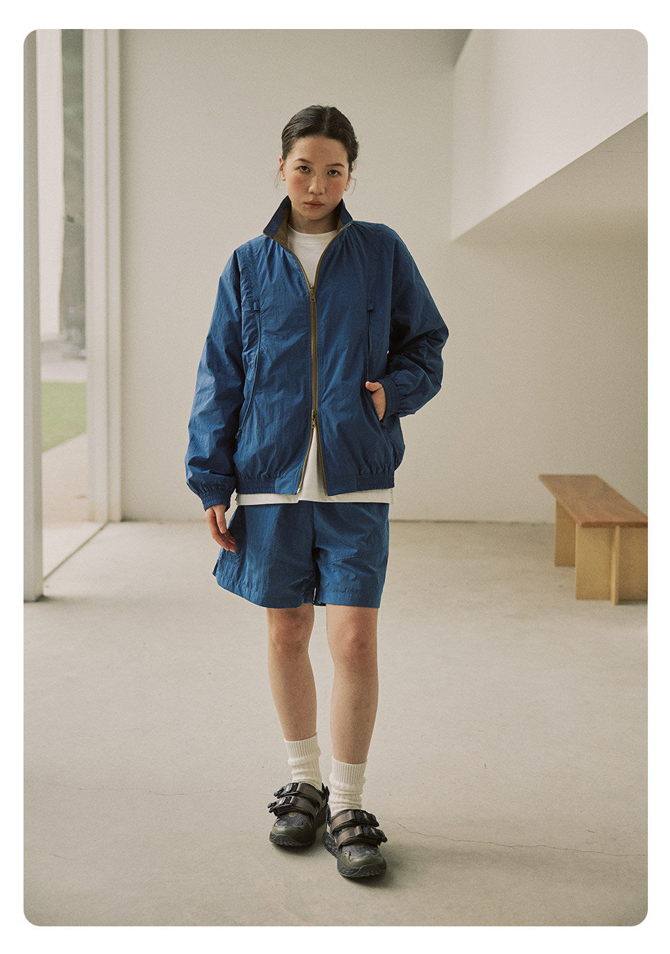 防風×配色リバーシブル仕様 立ち襟スポーツジャケット  LOM032