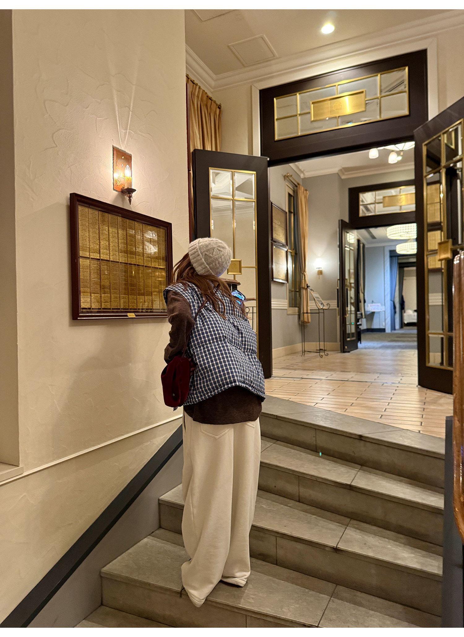 LelyMooch ギンガムチェック スタンドカラー ダウンベスト  LEM291