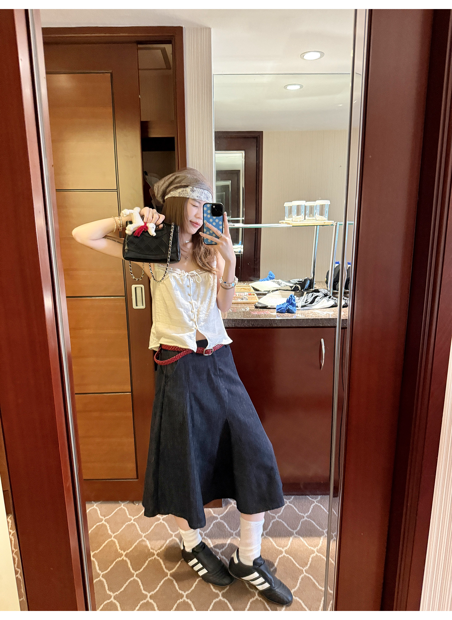 LelyMooch 通年使えるAラインデニムスカート   LEM202