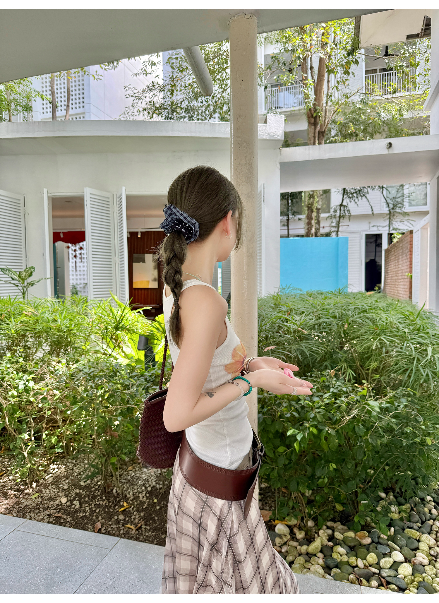 LelyMooch  水彩花柄プリントのリブベスト  LEM095